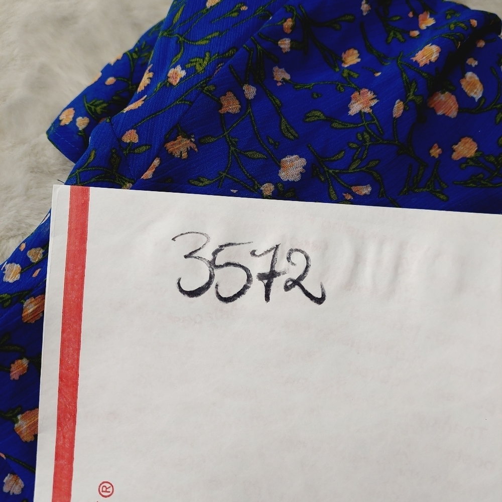 Charles Henry Ditsy Floral Shift Flowy Spring Summer Boho Blue Dress P3572 - Picture 8 of 8
